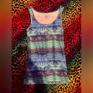 Tie dye tang top with rinestone stars in the middle